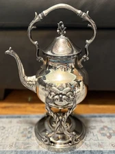 VTG Sheridan Silver Plated Tilting Teapot Kettle & Chafing Burner Set