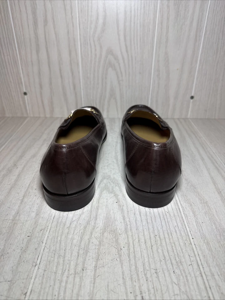 Mocasines sin cordones de cuero marrón Cole Haan vintage para hombre talla 10 broca de caballo dorada Foto 4 de 4