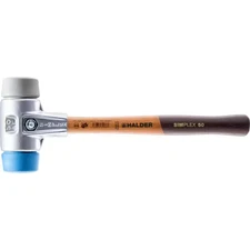 1.5 Lbs. Simplex 50 Mallet, Aluminum Housing with Soft Blue Rubber and Grey Rubb