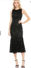 Mac Duggal Sequinned Midi Dress,sz 0, New, Black, No Missing Sequins