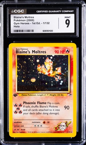 Blaine's Moltres (1st Edition) graded CGC 9 for sale on eBay