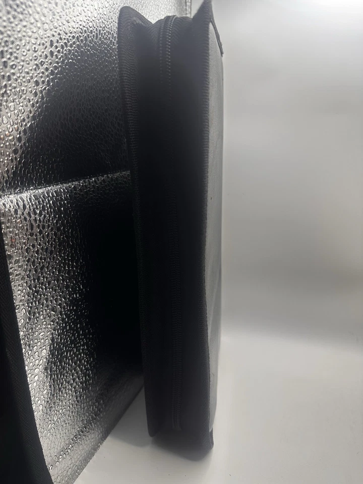 40 Disc CD Holder DVD Case Storage Wallet Organizer Faux Black Leather Zipper - Image 2 of 3