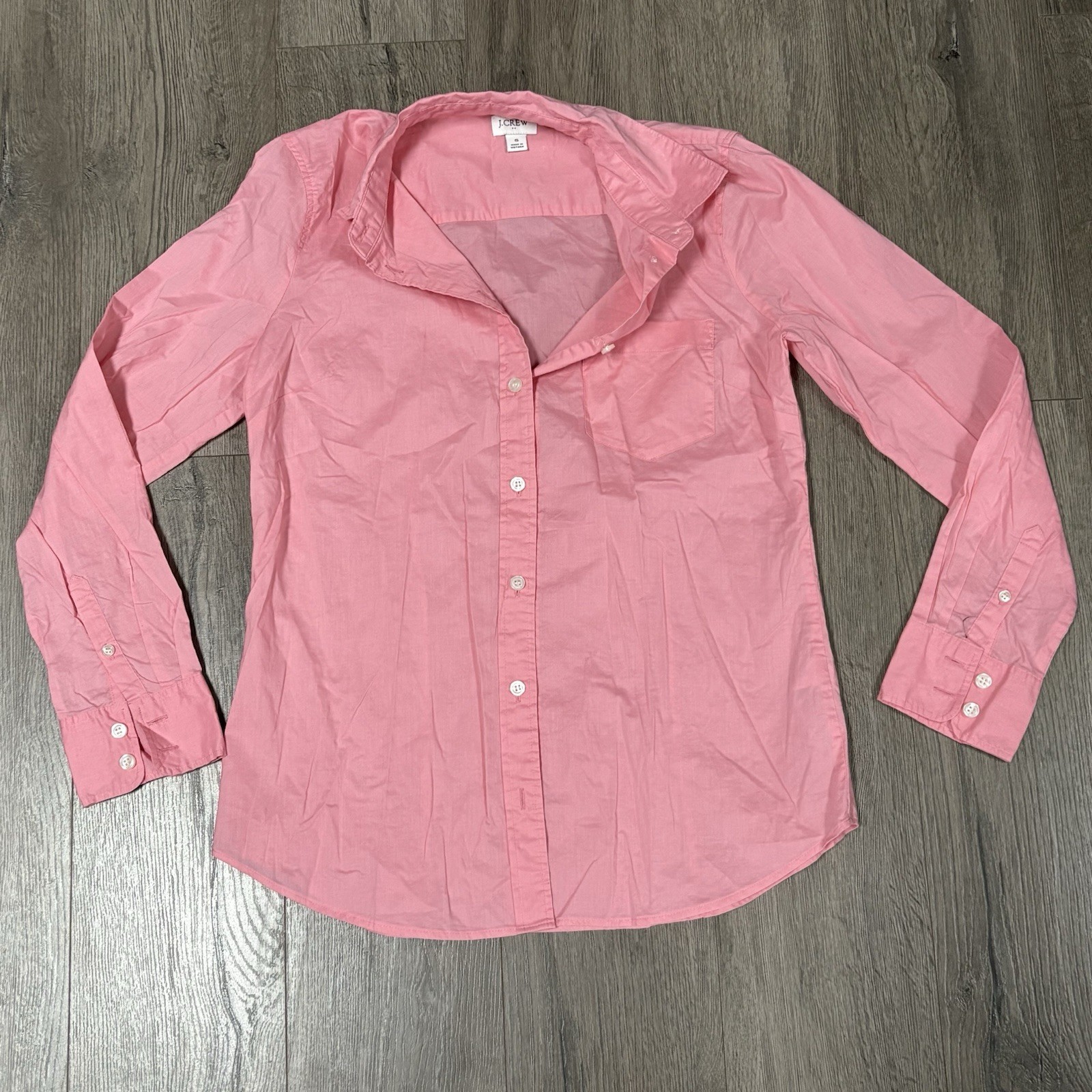 J Crew Classic Pink Button Down Shirt Small Cotton Long Sleeve Collared Top