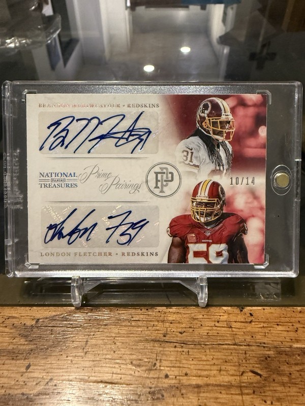 2013 Panini National Treasures London Fletcher Brandon Meriweather Dual Auto /14
