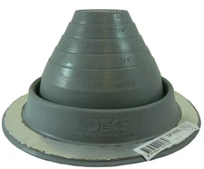 Dektite #3 Gray EPDM Metal Roof Pipe Flashing, Round Base, Pipe OD 1/4" - 5"