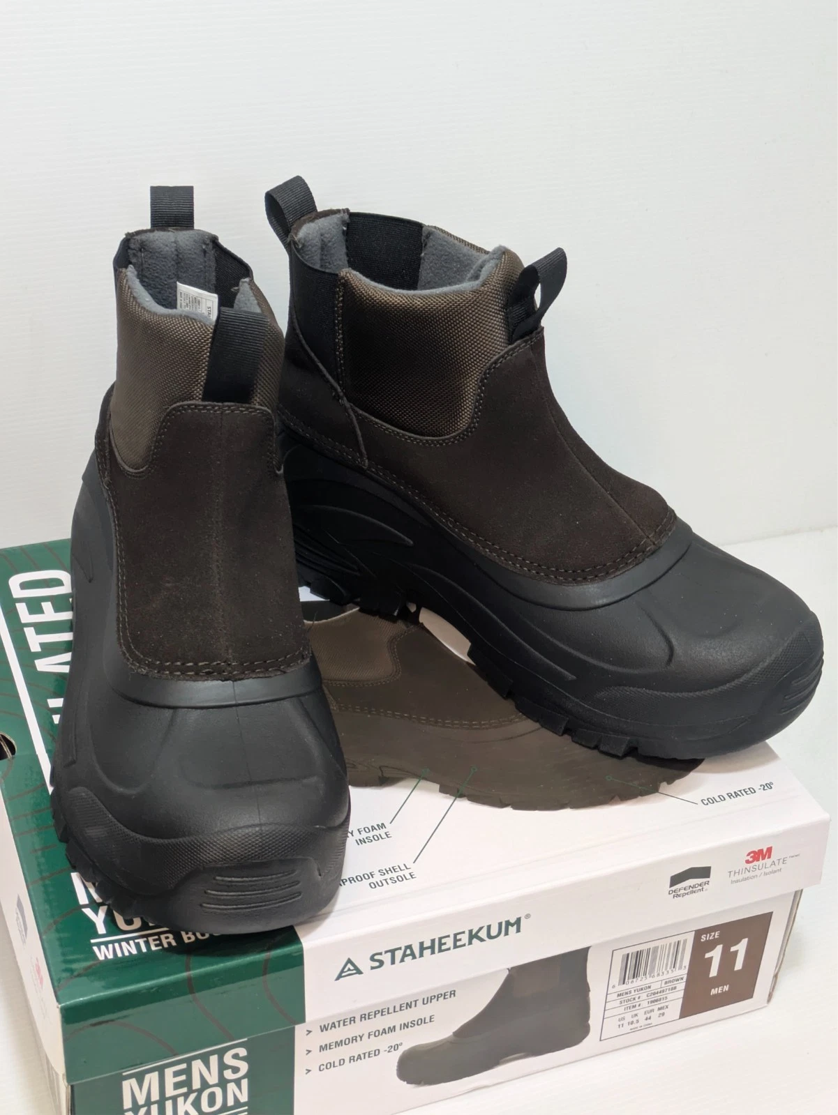 Staheekum Yukon Winter Boots MensBrown Thinsulate Waterproof Memory Foam NIB