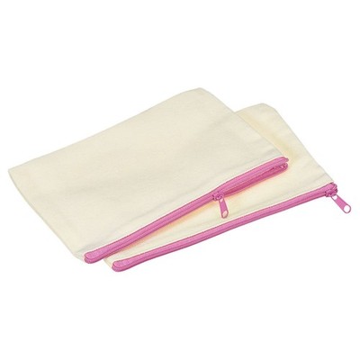 4 Pack Canvas Zipper Pouch, Multi-Purpose DIY Zip Bags Case(Pink, 7 x 4.3'')