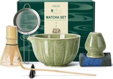 Matcha Whisk Set 7 PCS Ceramic Matcha Kit Includes Matcha Bowl with Spout