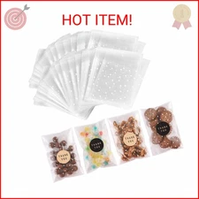 NPLUX 200PACK Self Sealing Cellophane Treat Bags Clear Cookie Bags for Gift Givi