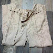 Women's POLO Ralph Lauren Tan Linen Pants Size 8 100 linen