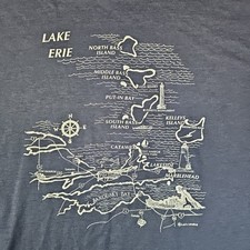 Vintage Single Stitch Lake Erie T-Shirt Mens XL Map Graphic Made in USA 90s Lee