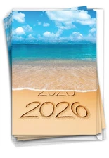 12 New Year Greeting Cards with Envelopes (1 Design) 2025 2026 Sands Of Time