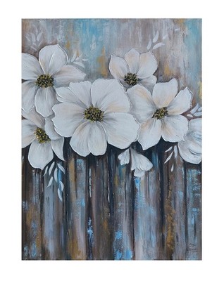 Modernes, hochformatiges Blumen-Leinwandgemälde, Acrylfarbe
