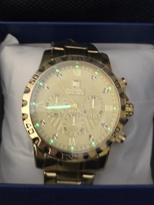 Montres Prestige 44mm Men's All Gold Tone Watch MPW-0329 Invicta New In Box