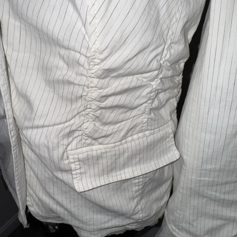 Escada 运动亚麻混纺轻便针条纹夹克外套,尺寸 40 US10 — 第 4/4 张图片