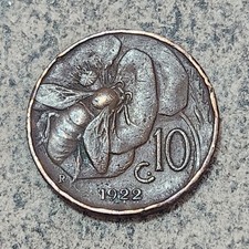 ITALY 🇮🇹 TEN (10) CENTESIMI COIN 1922 R (KING VITTORIO EMANUELE III)