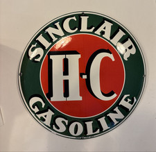 Sinclair H-c Gasoline Domed Sign Gas Station Oil Read
