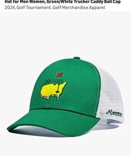 MASTERS LOGO HAT GREEN & WHITE TRUCKER Golf HAT Adjustable NEW