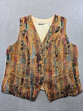 Vintage Karen Scott II Tapestry Vest Women XL 1990s Boho Southwestern Waistcoat