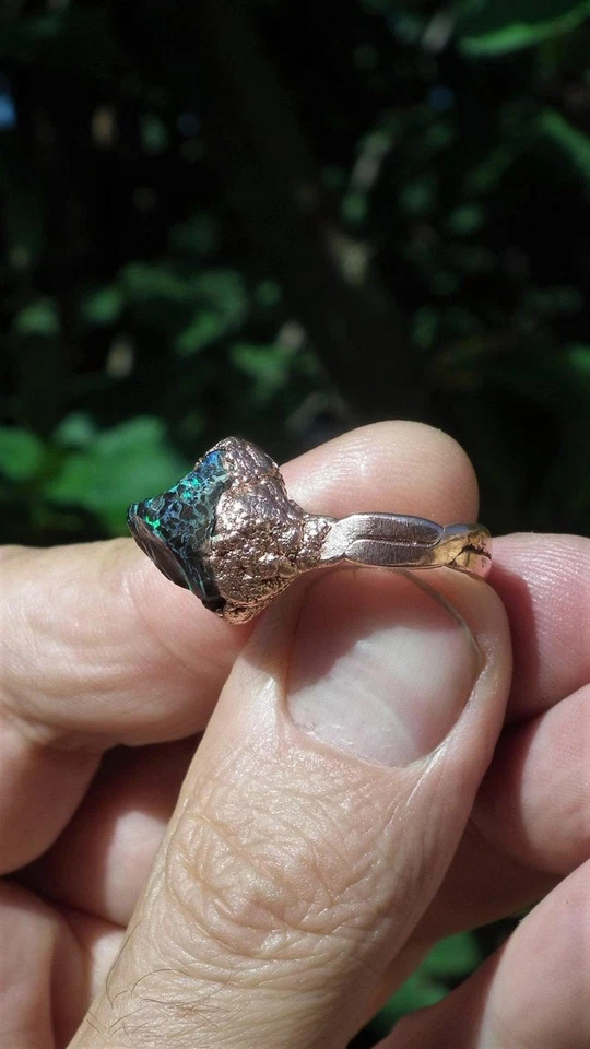 Electroformed copper Australian Opal ring - Image 4 of 4