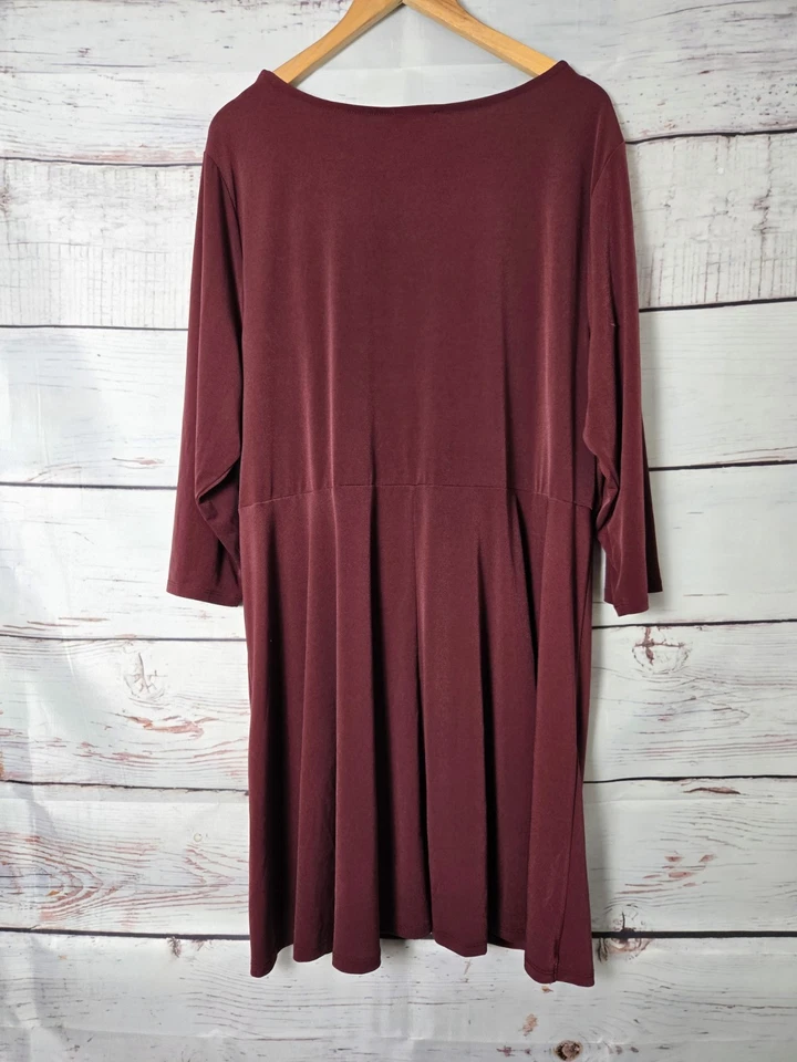 Vestido para mujer Lane Bryant talla 22/24 granate acanalado nudo delantero manga larga elástico Foto 2 de 4