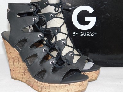 guess lace up wedges
