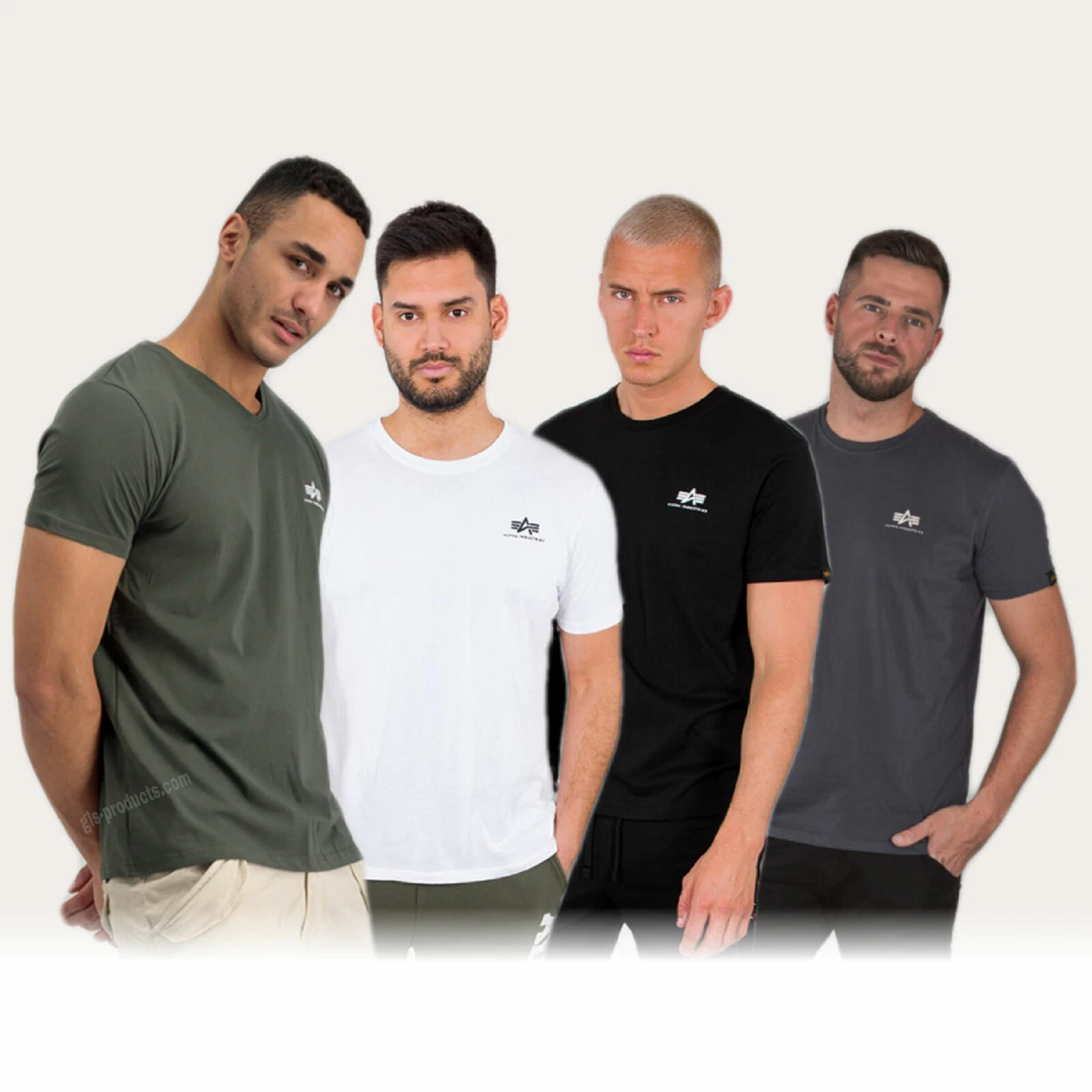 olive Industries black Basic Mens Small Alpha white eBay | Print grey T Logo T-Shirt