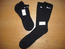 Mens NWT NIKE No-Show  Crew Socks 2prs Everyday Black Cushioned Sz:L 8-12 