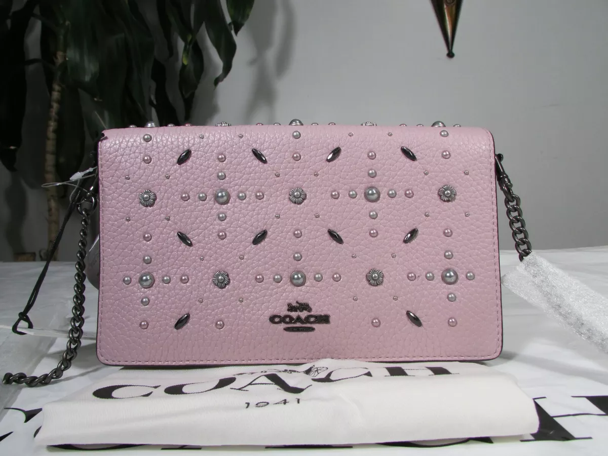 Callie foldover chain store clutch with rivets