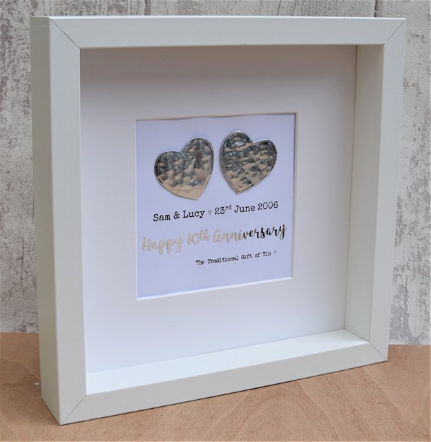  10th  Wedding  Anniversary  Gift  Tin  Large Contemporary Frame 