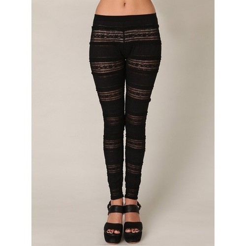 Free People Black Mesh Tiered Lace 