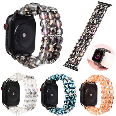 Bling Crystal Beads Watch Strap For Apple Watch Band Jewelry Bracelet 38 40 49mm