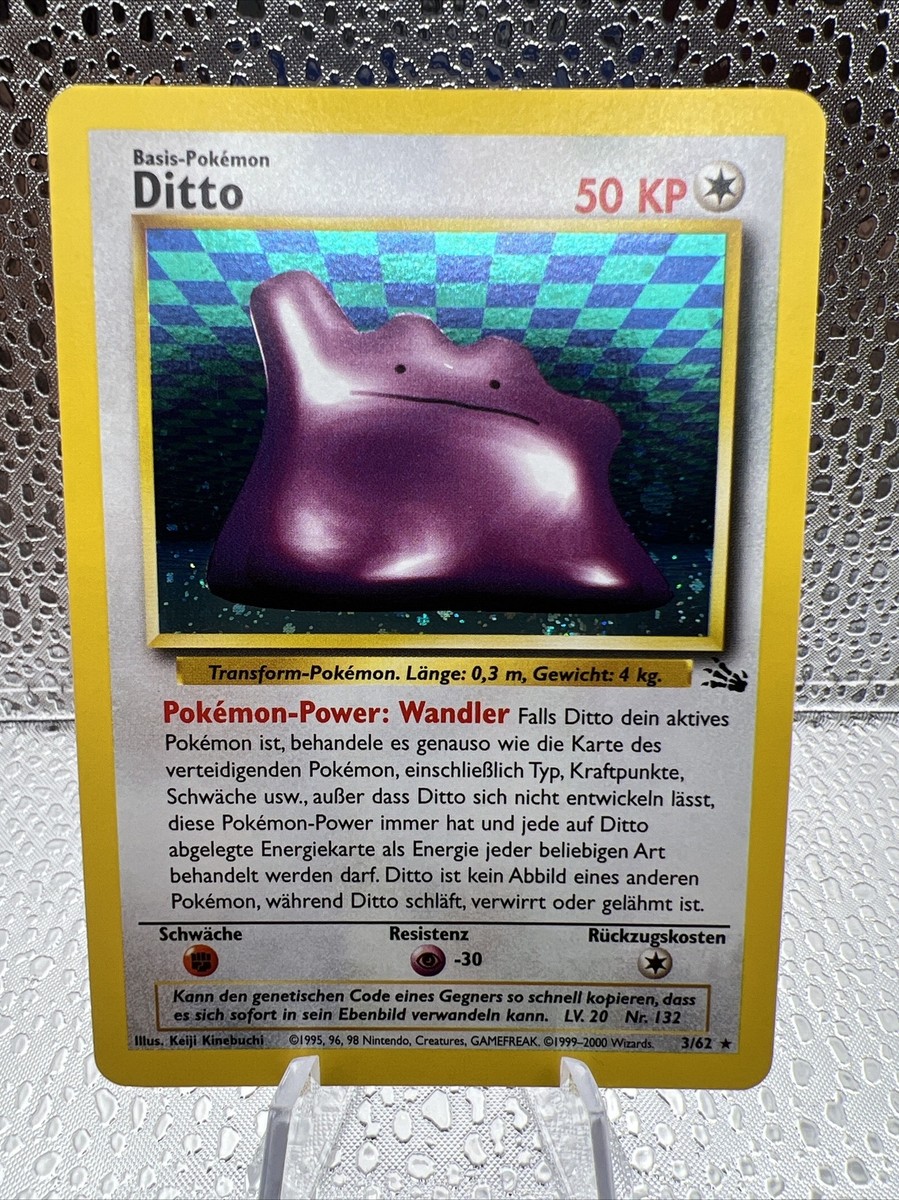 Pokémon Ditto 3/62 German Fossil Set LP-NM Holo WOTC 2000 Pokémon Ditto 3/62 German Fossil Set LP-NM Holo WOTC 2000