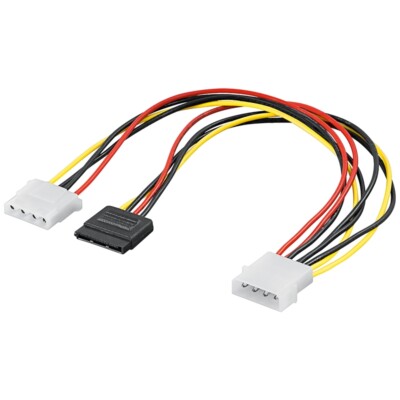 Stromadapter 5¼''-Stecker auf 5¼''-Buchse + SATA15-Stecker 30cm
