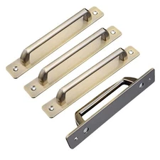 4PCS Brushed Antique Brass Cabinet Hardware Handle Pull Vintage Retro Antique...