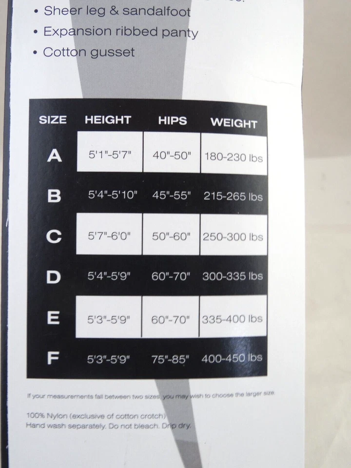 Pantimedias transparentes "Catherine's" Off Black Day talla C 5'7"- 6' 250-300 EE. UU. DE COLECCIÓN NOS Foto 4 de 4