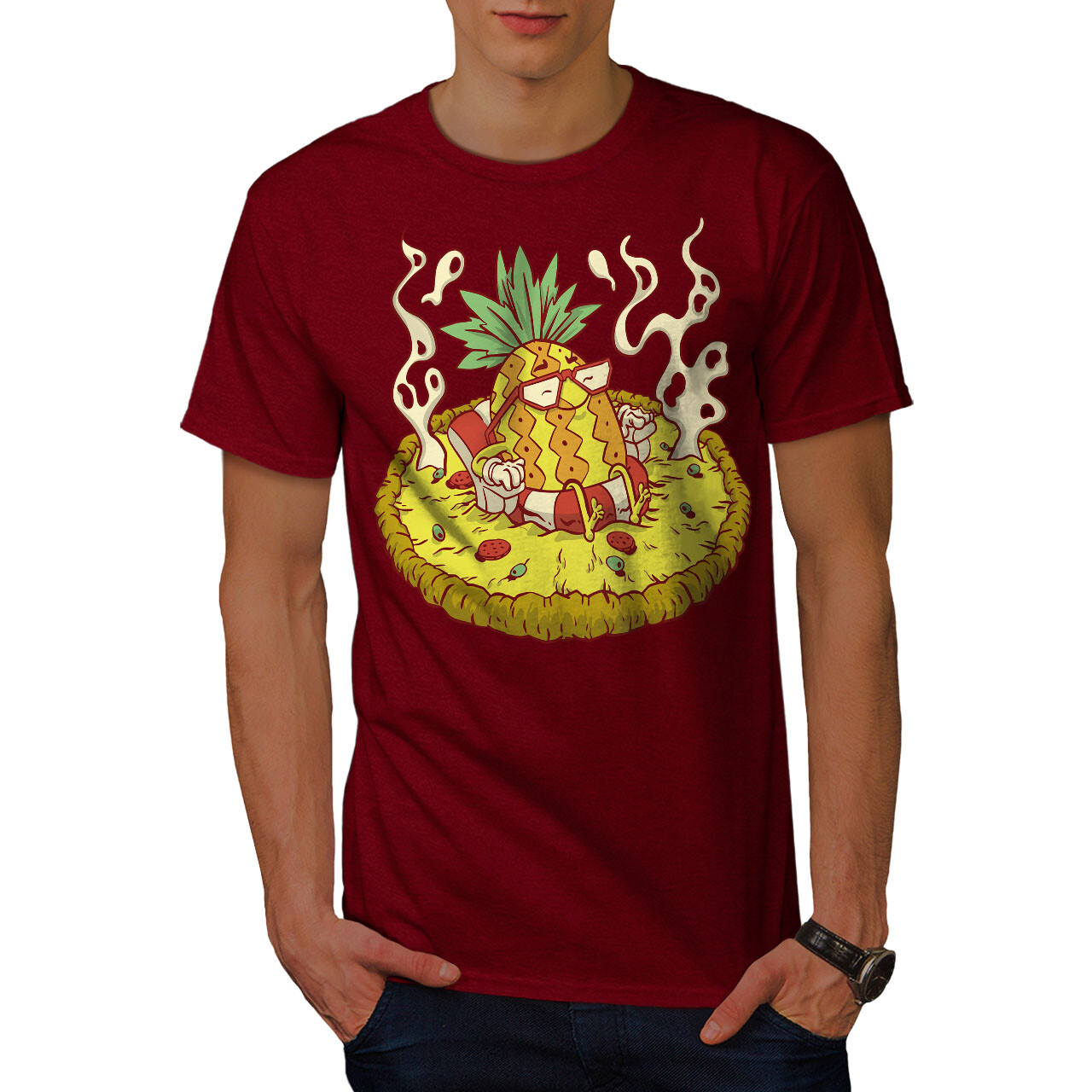 Wellcoda Relaxed Pineapple Cartoon Tropical Mens T-shirt
