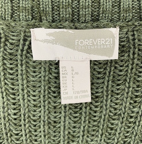 Forever 21 Contemporary Women L Sweater Green V Neck Oversized High Low - Picture 3 of 7