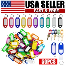 50 PCS Key Tags Plastic W/ Split Ring Luggage Fobs ID Card Name Label Keychain