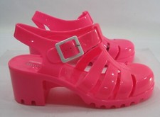 NEW PINK 2-1/4" Block Heel Fashion Beach JELLY cute Sandals girl Size 1
