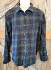 Eddie Bauer Flannel Button Up Shirt Men's XL Classic Fit Plaid Blue And Green