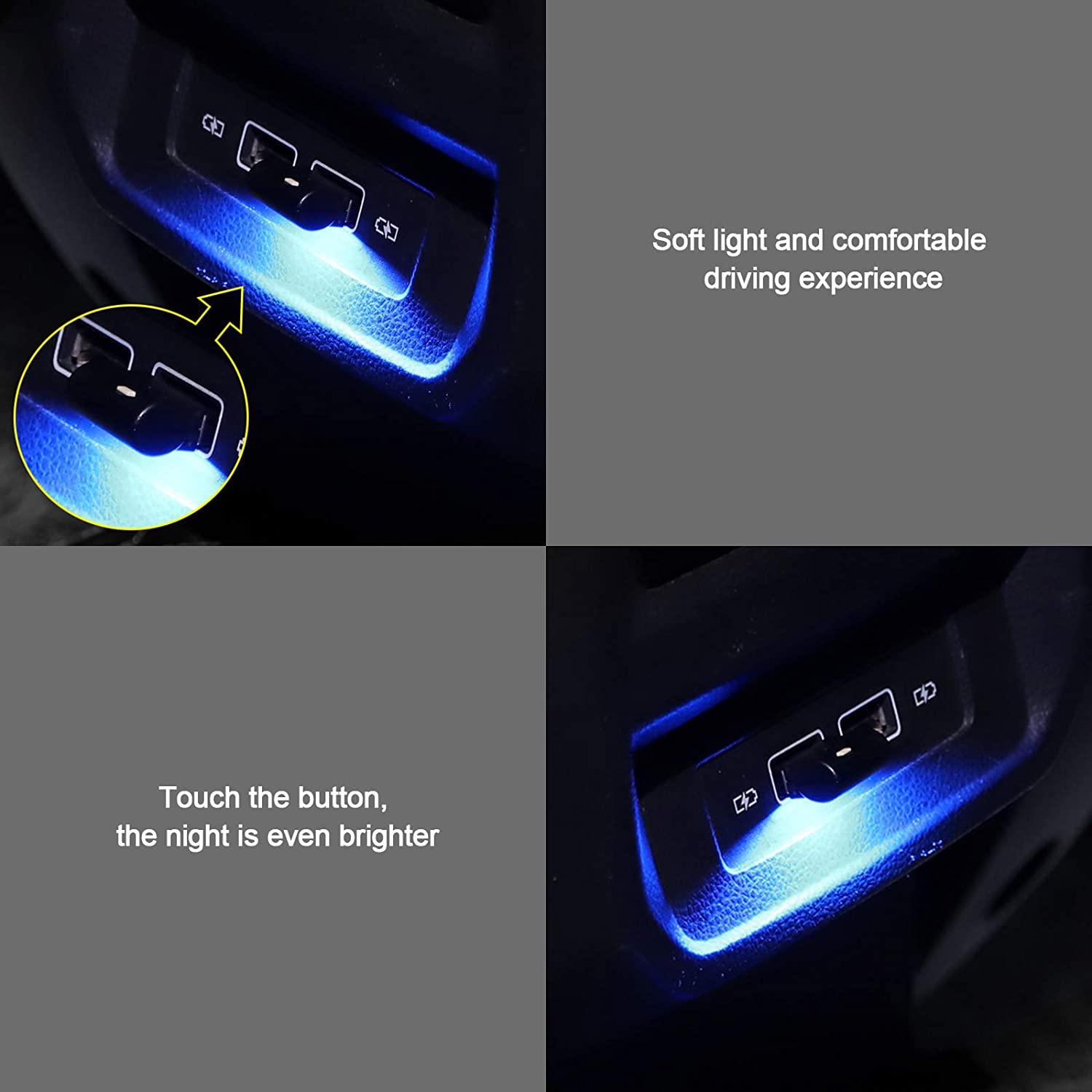 USB Car Ambient Lighting Mini 7 Colors Button Control LED Modeling Inte