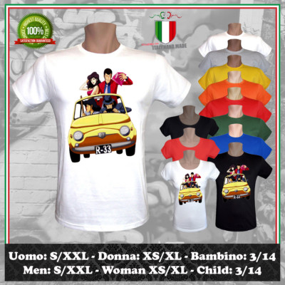 Maglietta Lupin Uomo/Bambino - Anime Anni 80/90, Cotone, Stampa Eco, UZ Design Italia - Foto 10