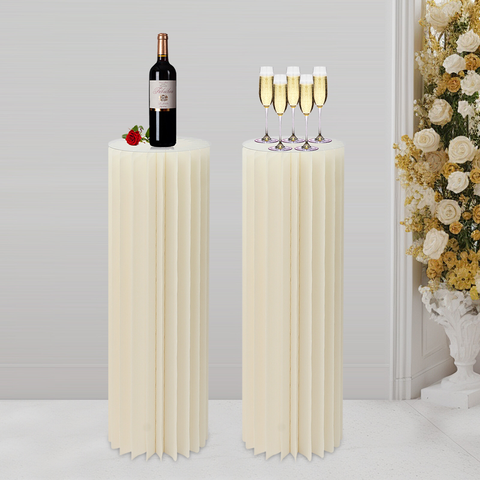 2pcs Circle Cylinder Backdrop Cardboard Stand Display Riser Plinth Wedding Party