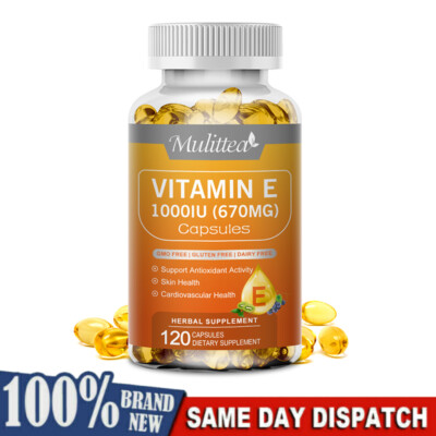 Mulittea Vitamin E 1000 IU - 120 Softgel Capsules Antioxidant Support Eye Health
