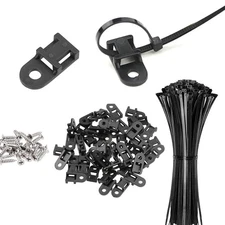 60 Set Cable Zip Tie Mounts Kit Black 6" Ties, 60 Set,