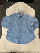Robert Graham Mens Button Down Blue Cotton Shirt Size XL