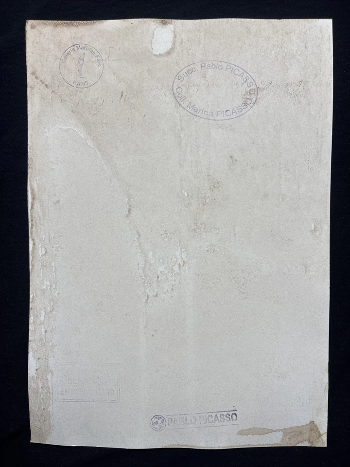 Pablo Picasso (Handmade) Drawing mixed media on paper signed & stamped - Image 3 of 3