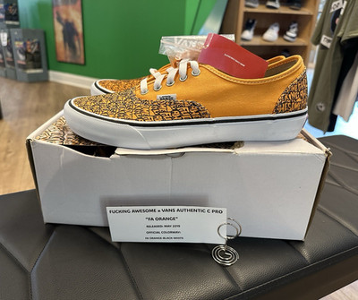 VANS Authentic C Pro FA Men's Skate Sneaker Orange Black White Low Top