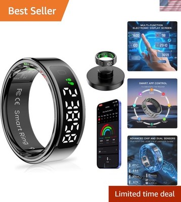 All-Day Health Tracker Smart Ring - Wireless Charging, Sleep Monitor, Black